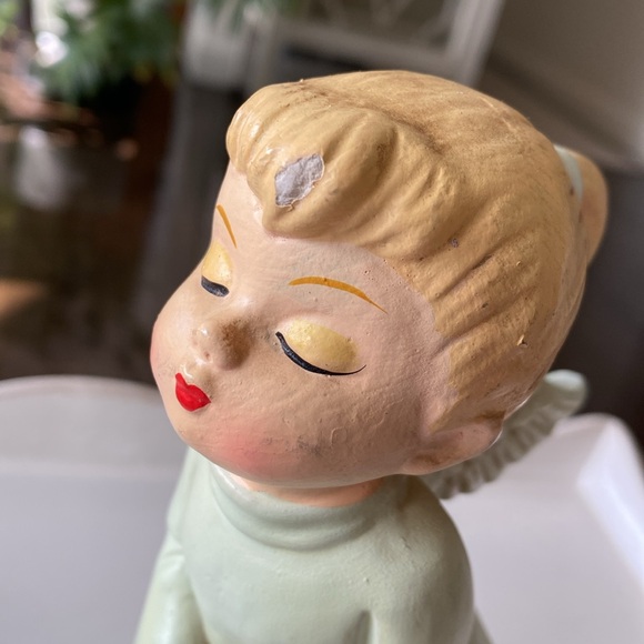 Vintage Ceramic Kissing Angel Hand Painted Christmas Figurine - K.N. Japan - Picture 7 of 8